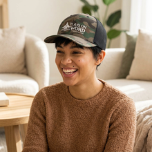 Load image into Gallery viewer, Camouflage Trucker Hat - Embroidered "Plays On Word" Theater Logo