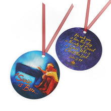 Load image into Gallery viewer, POW! &quot;A Savior Is Born&quot; — Luke 2:11 &quot;Christmas Joe&quot; Metal Ornament (Circle)
